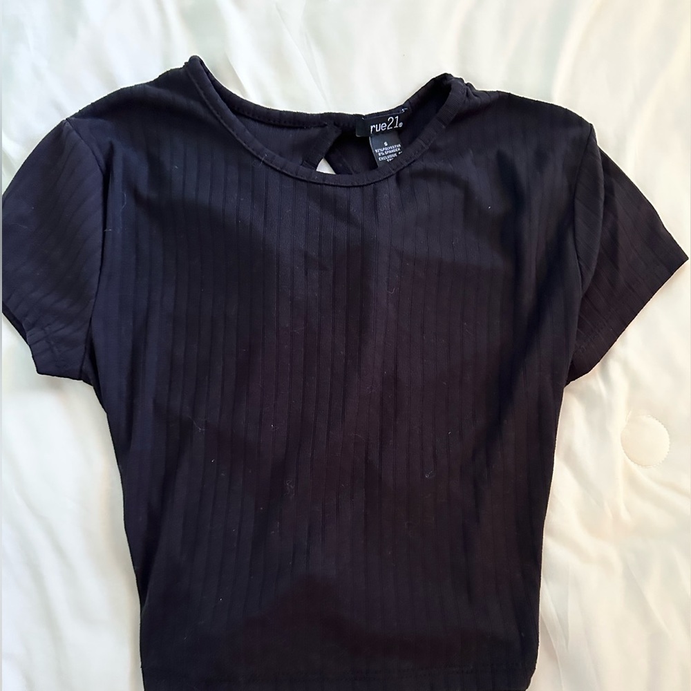 Black open back crop top